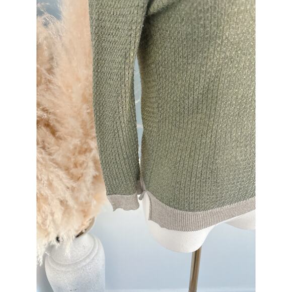 Zara Olive Green Italian Yarn Crewneck Sweater Size Medium Lightweight - Picture 3 of 9